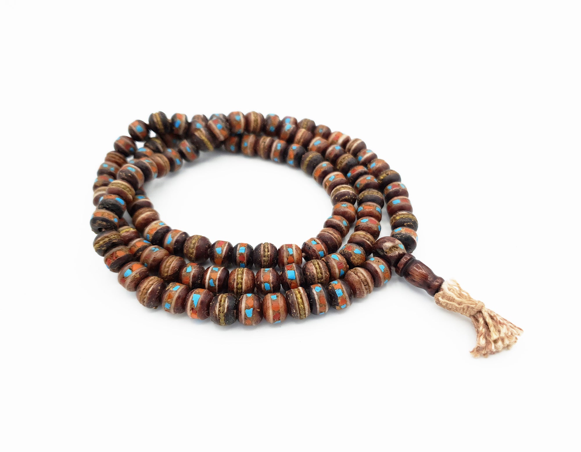 Yak bone 108 Beads Mala Turquoise Coral