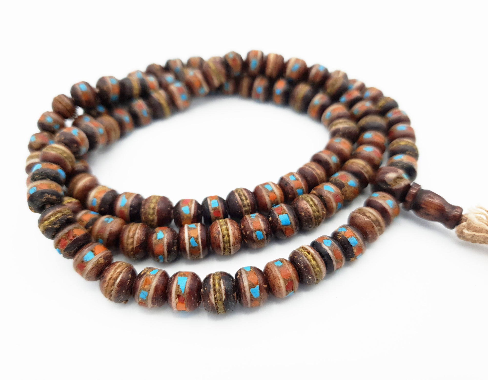 Yak bone 108 Beads Mala Turquoise Coral