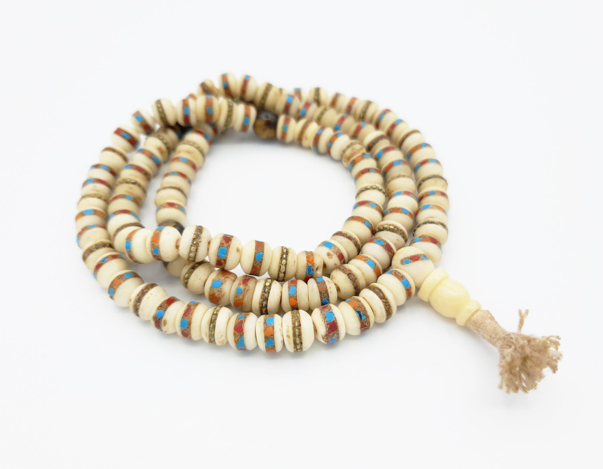 Yak bone 108 Beads Mala Turquoise Coral