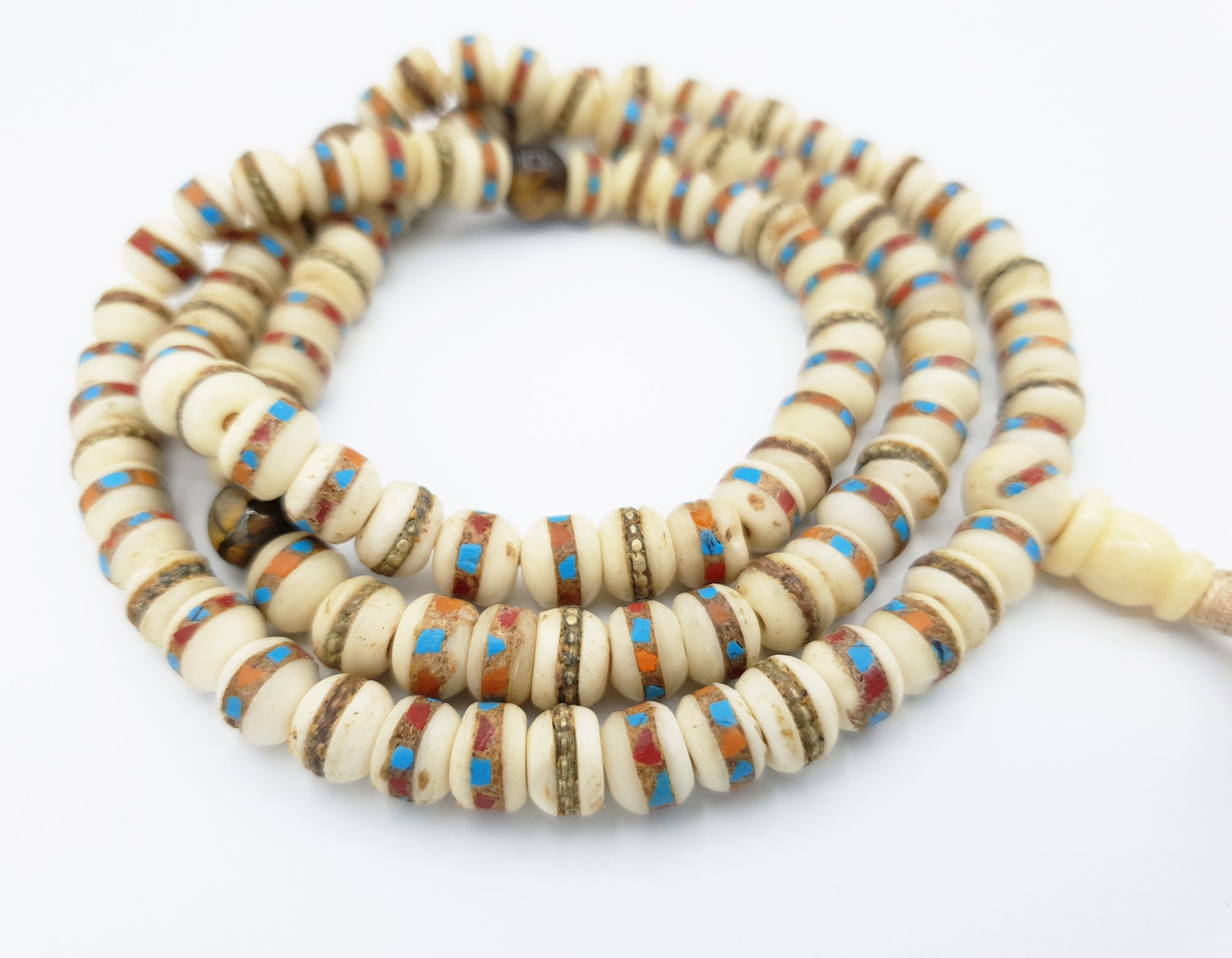 Yak bone 108 Beads Mala Turquoise Coral