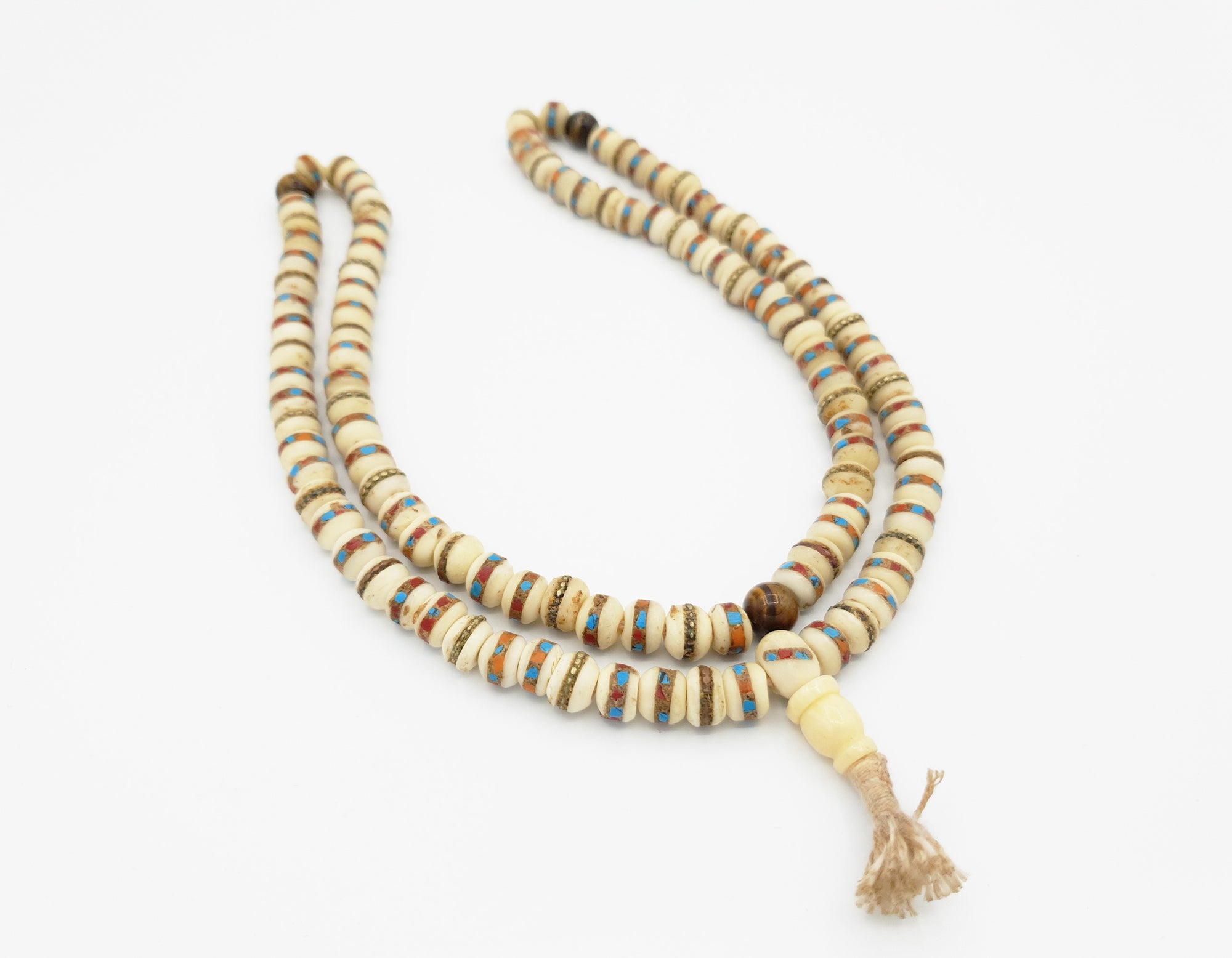 Yak bone 108 Beads Mala Turquoise Coral